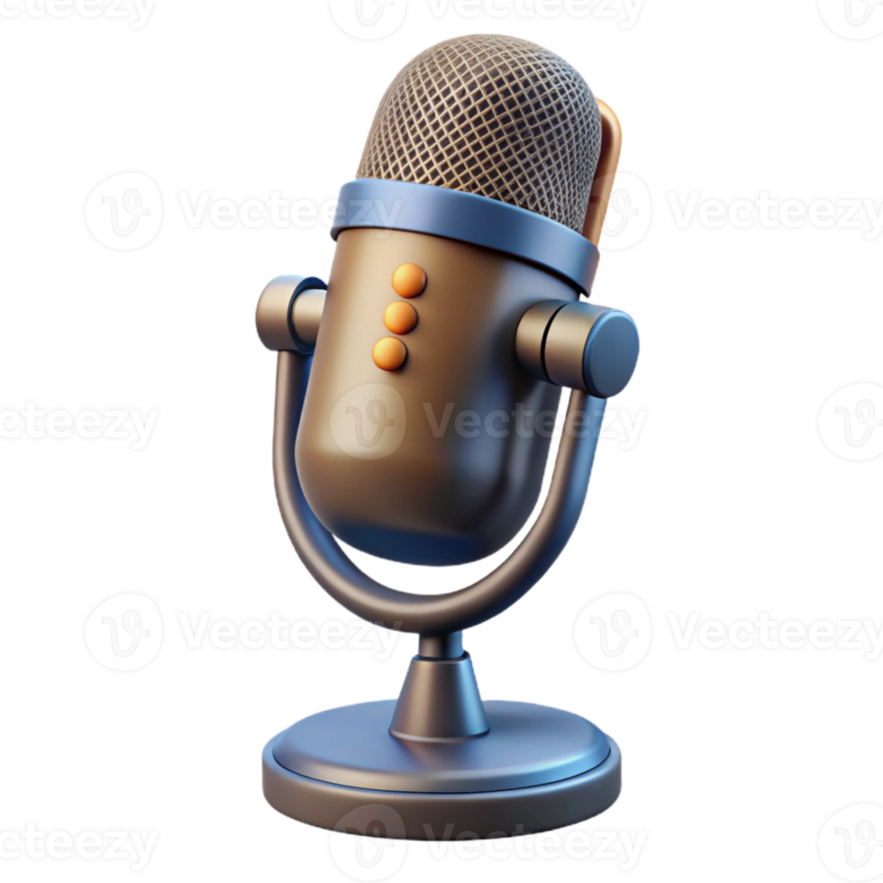 serene creative Vintage Microphone with Podcast Recording Icon Transparent Background premium png