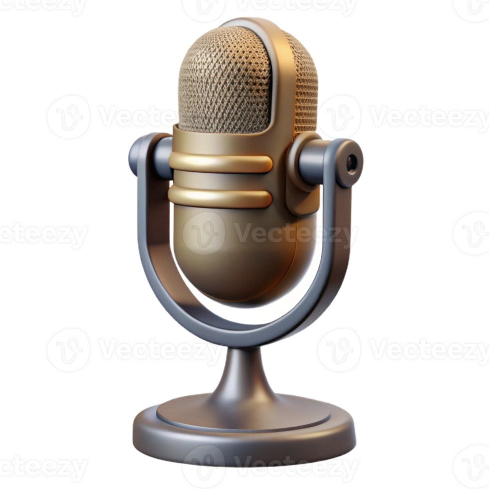 elegant minimalist Vintage Microphone with Podcast Recording Icon Transparent Background png