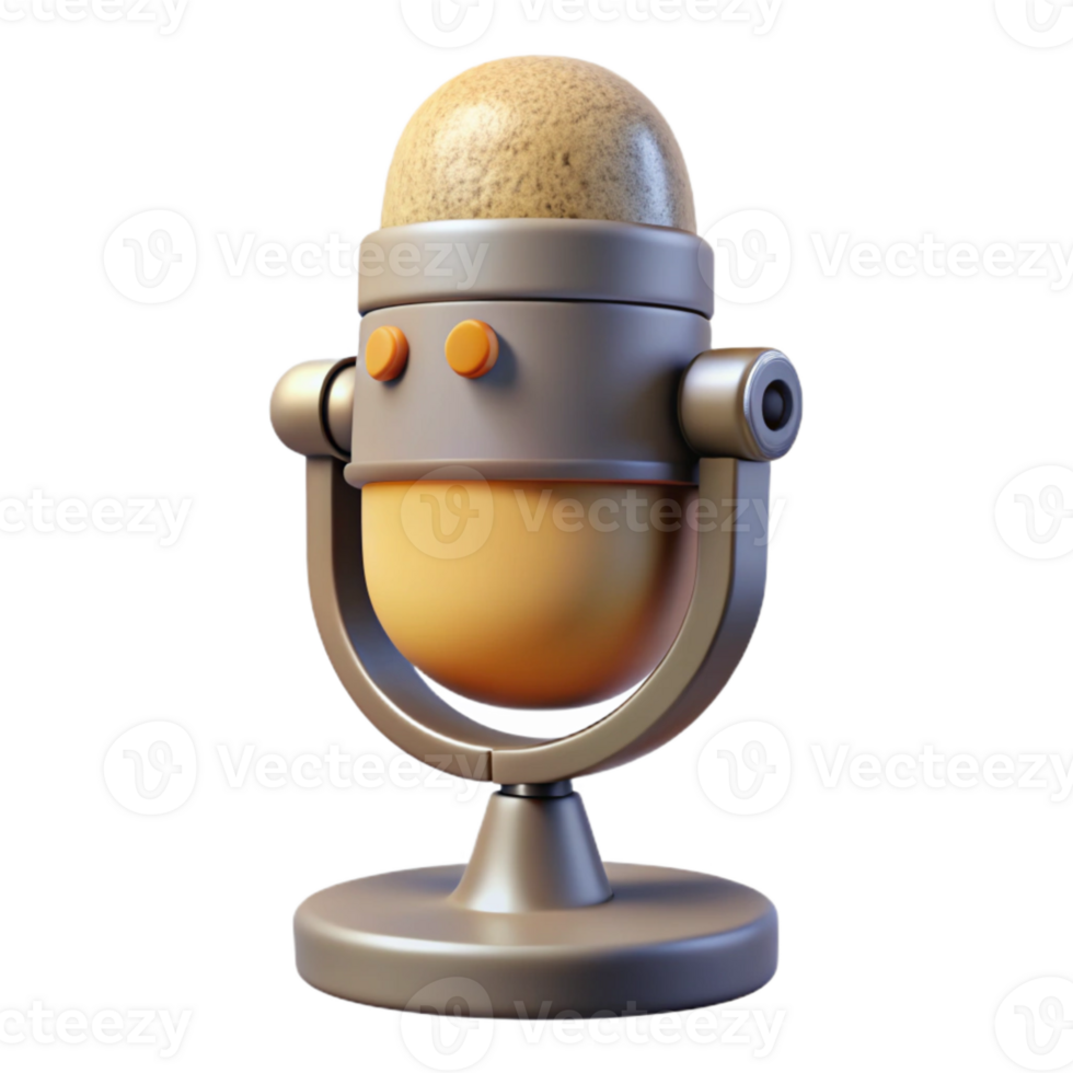 elegant vintage Vintage Microphone with Podcast Recording Icon Transparent Background high resolution png