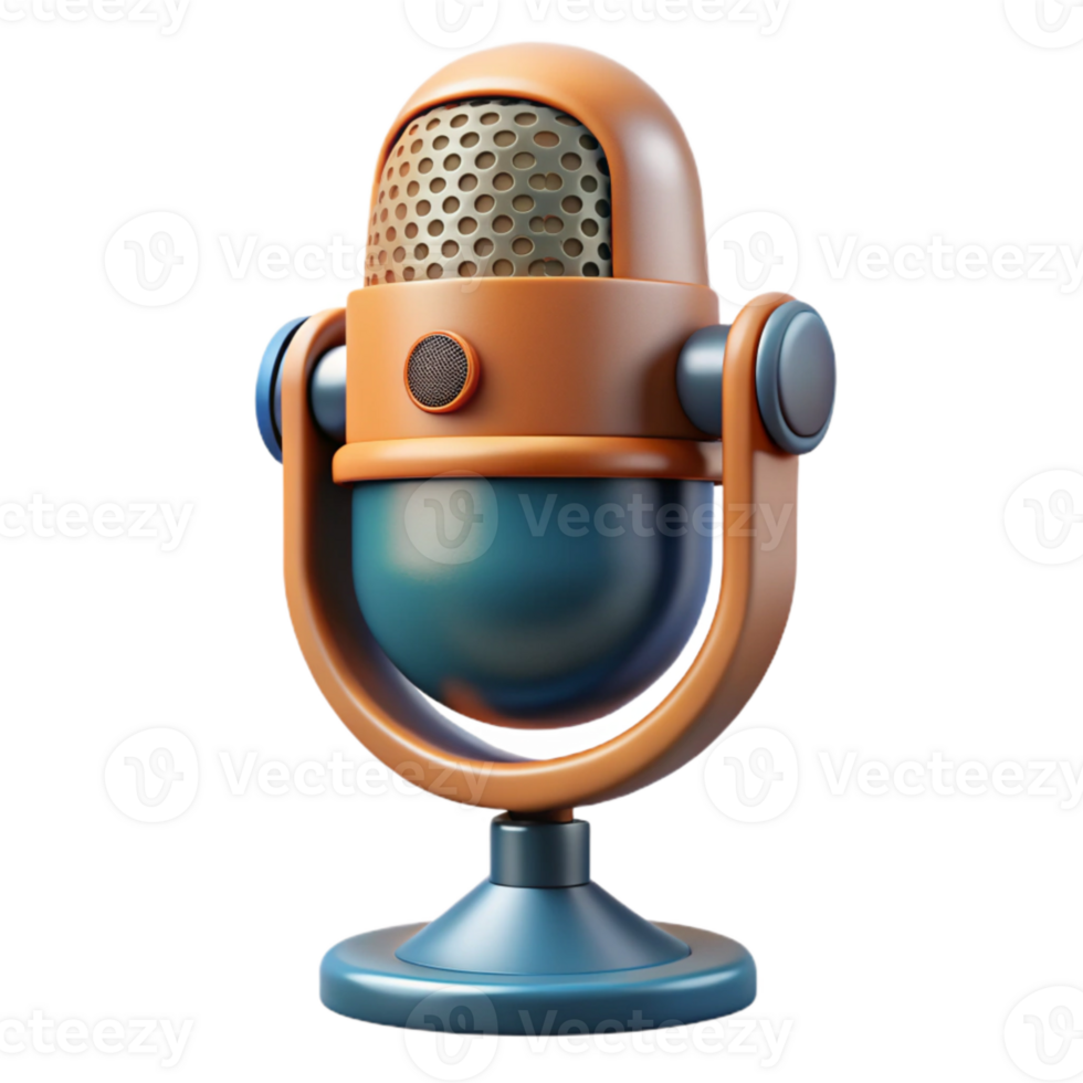 magnificent minimalist Vintage Microphone with Podcast Recording Icon Transparent Background authentic png