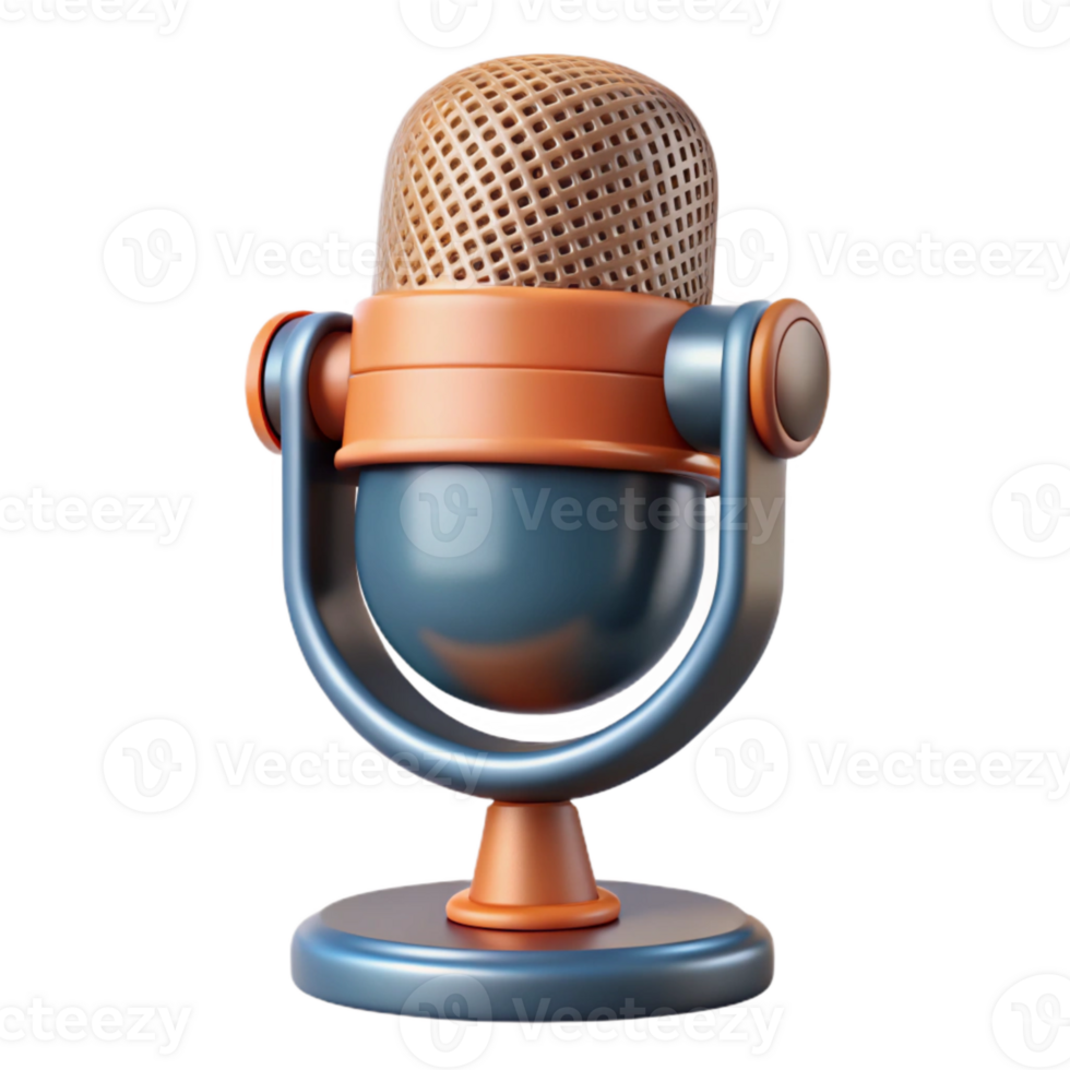 serene creative Vintage Microphone with Podcast Recording Icon Transparent Background genuine png
