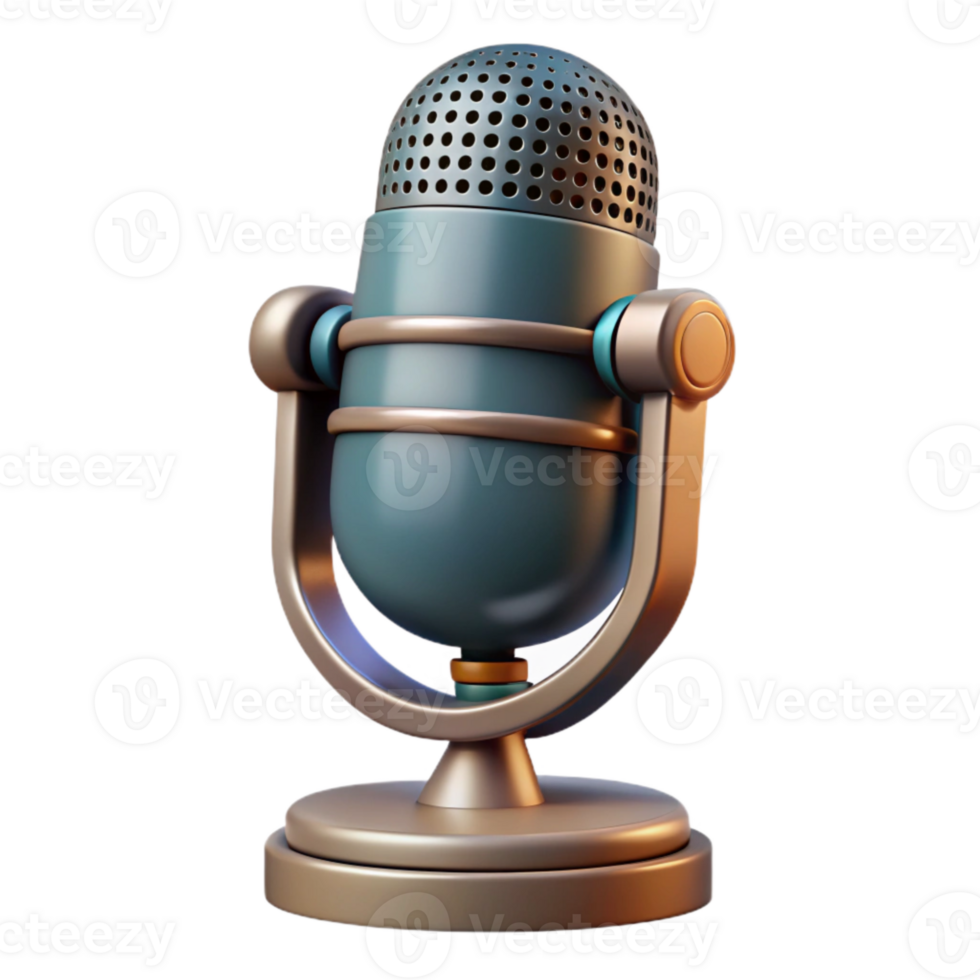 extraordinary abstract Vintage Microphone with Podcast Recording Icon Transparent Background high resolution png