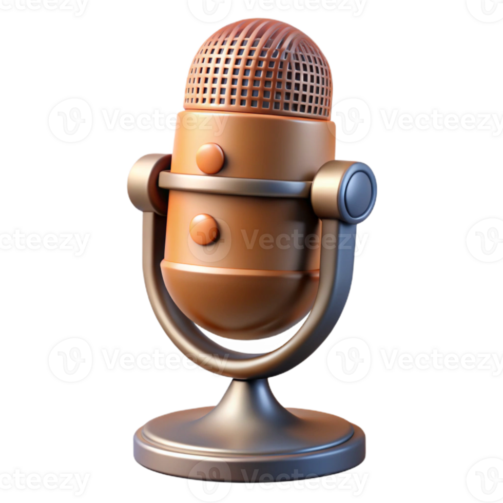 serene vintage Vintage Microphone with Podcast Recording Icon Transparent Background professional png