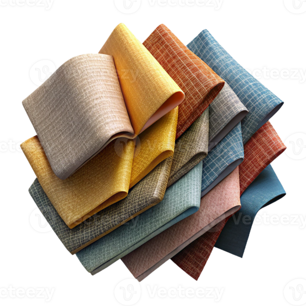 beautiful artistic Fabric Swatches in Various Colors Isolated high resolution png