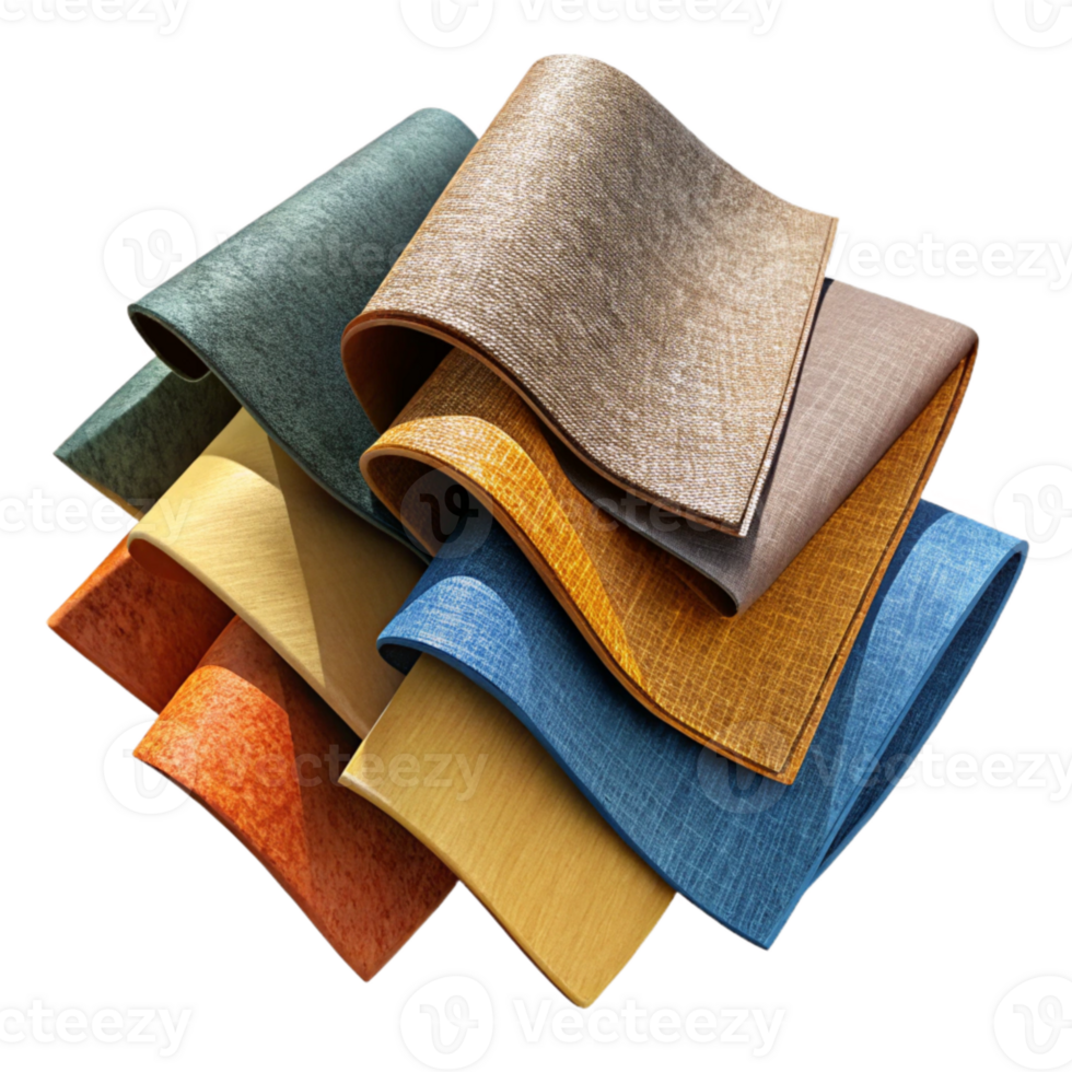 wonderful vintage Fabric Swatches in Various Colors Isolated detailed png