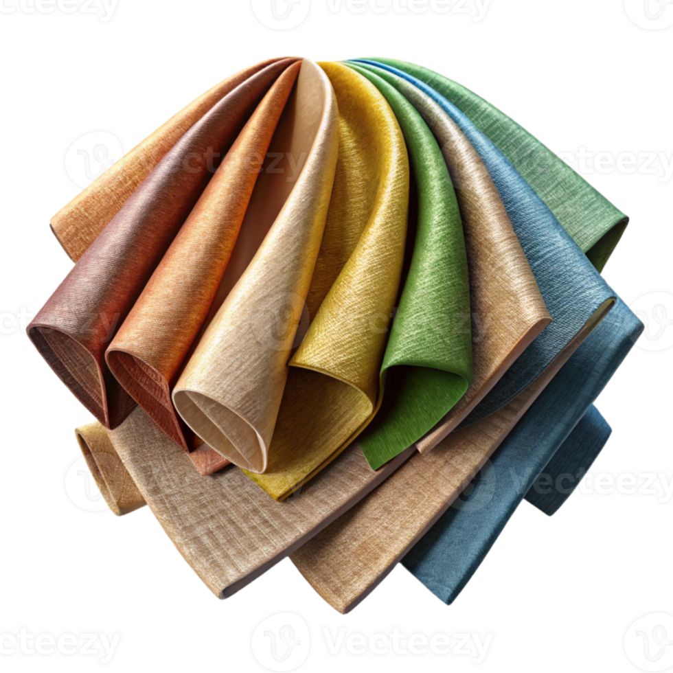 serene artistic Fabric Swatches in Various Colors Isolated png