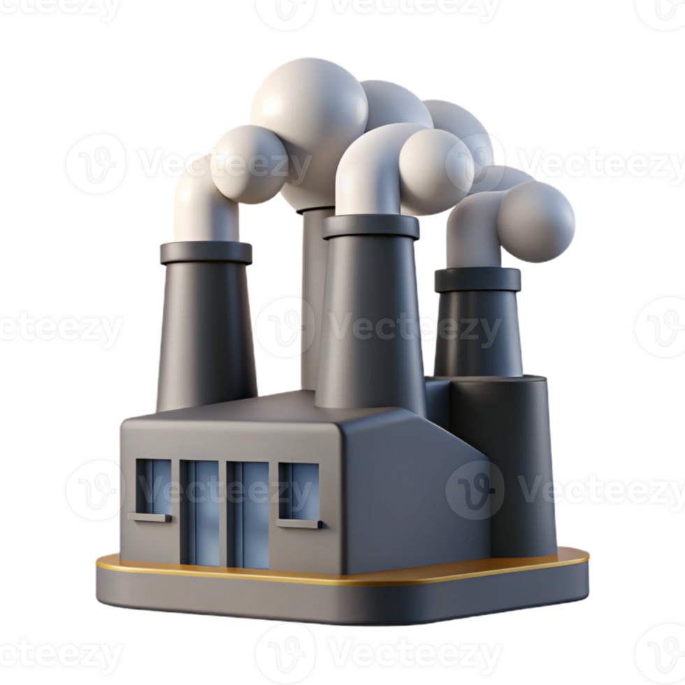 magnificent minimalist Factory Silhouette with Smoke Stack Cutout png