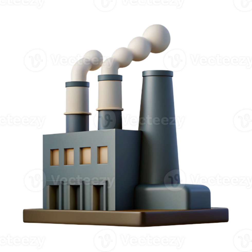 beautiful abstract Factory Silhouette with Smoke Stack Cutout original png