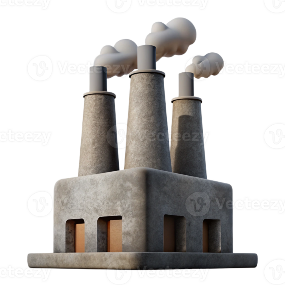 vibrant traditional Factory Silhouette with Smoke Stacks Cutout authentic png