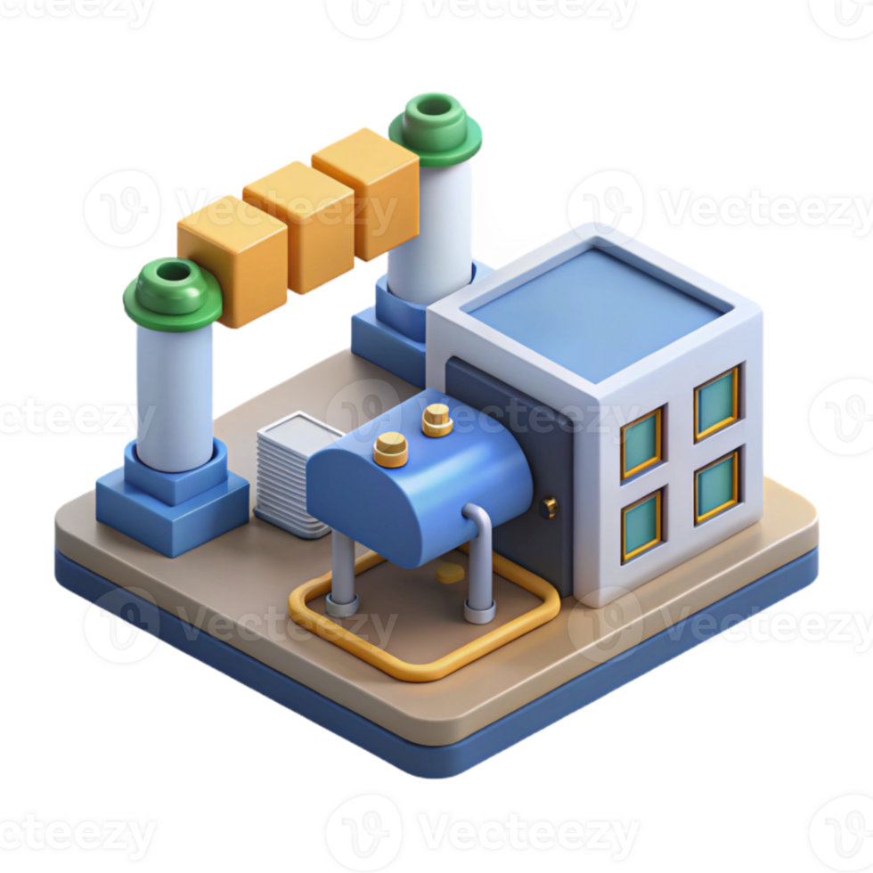 extraordinary contemporary Factory Automation System Isometric View Transparent Background high resolution png