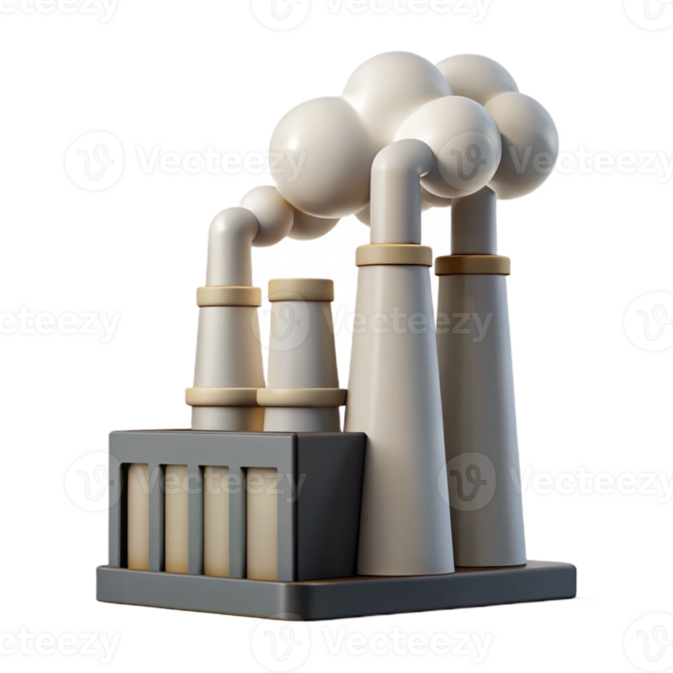 magnificent minimalist Factory Silhouette with Smoke Stack Cutout original png