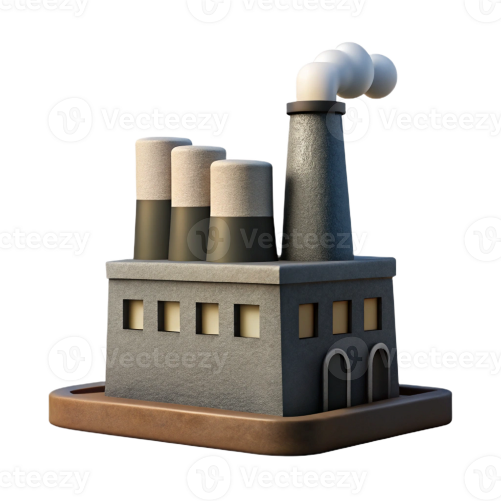 beautiful abstract Factory Silhouette with Smoke Stack Cutout detailed png