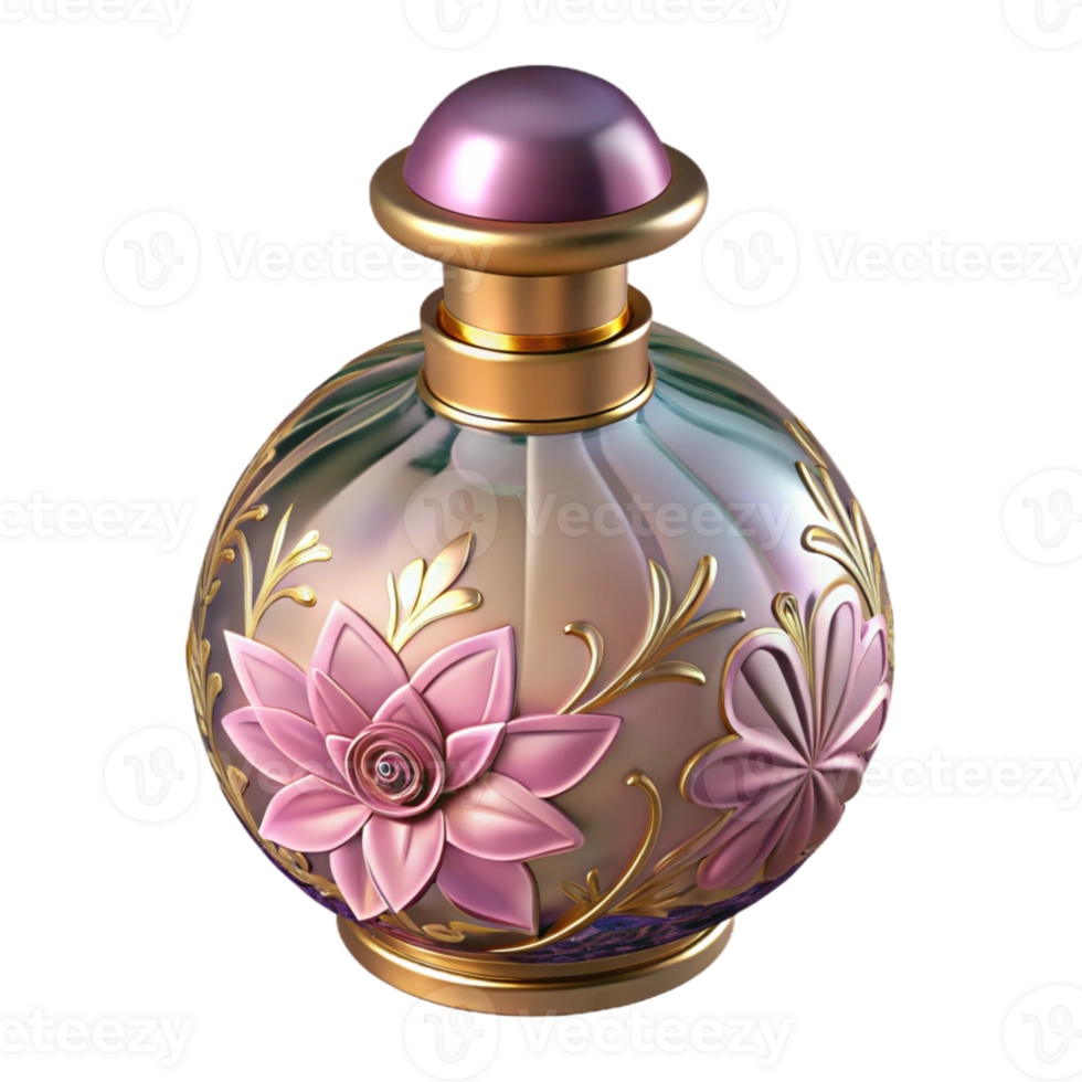 magnificent artistic Vintage Perfume Bottle Floral Design Transparent authentic png