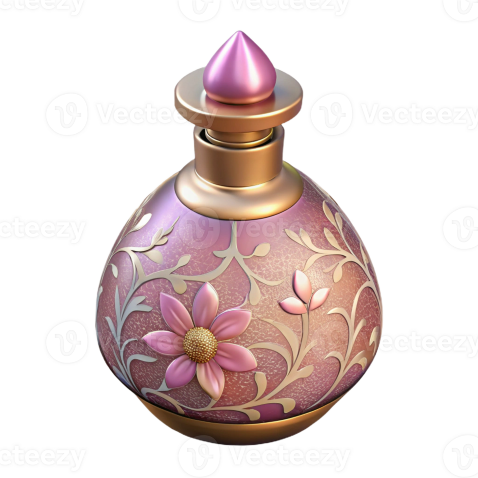 vibrant classic Vintage Perfume Bottle Floral Design Transparent authentic png
