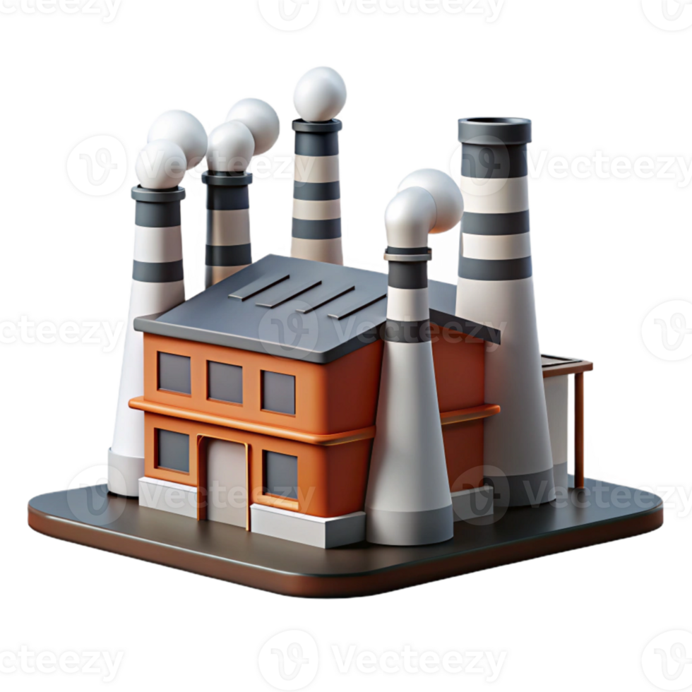 magnificent rustic Factory with Smoke Stacks Transparent Background professional png
