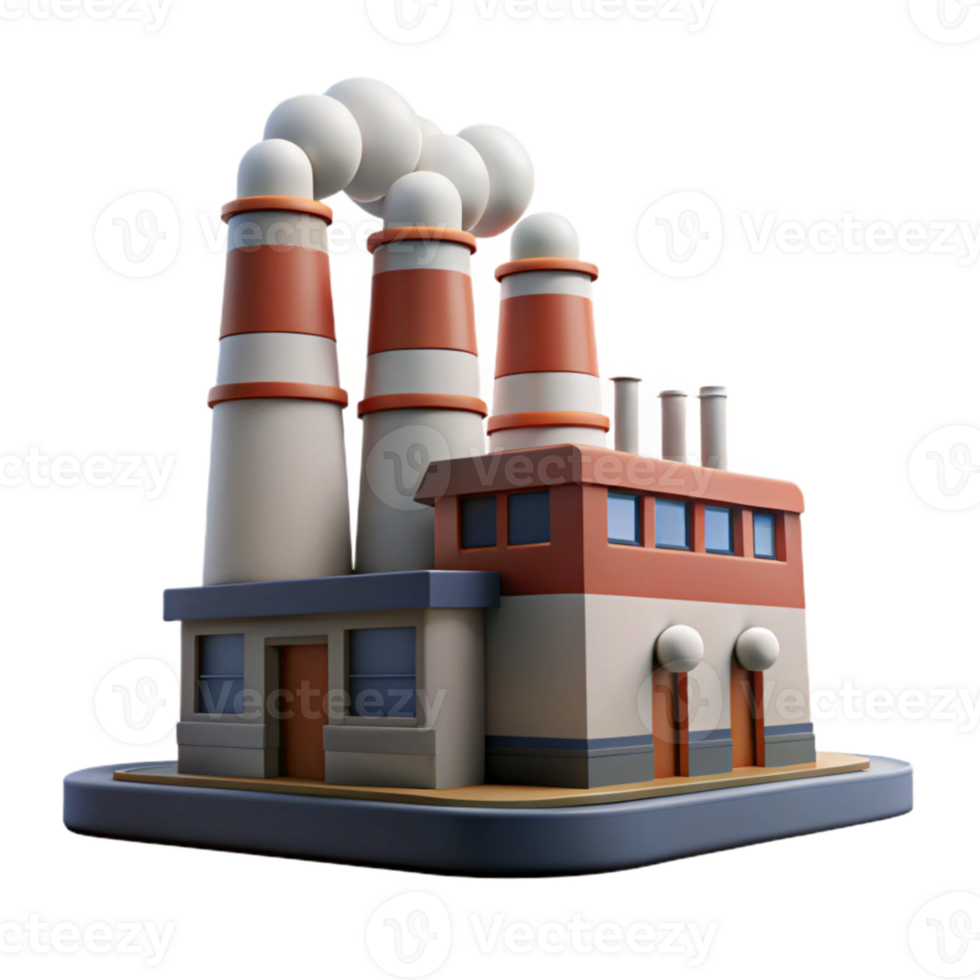 beautiful traditional Factory with Smoke Stacks Transparent Background authentic png