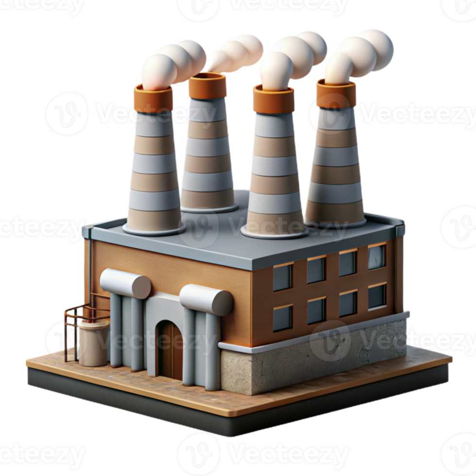 stunning vintage Factory with Smoke Stacks Transparent Background exclusive png