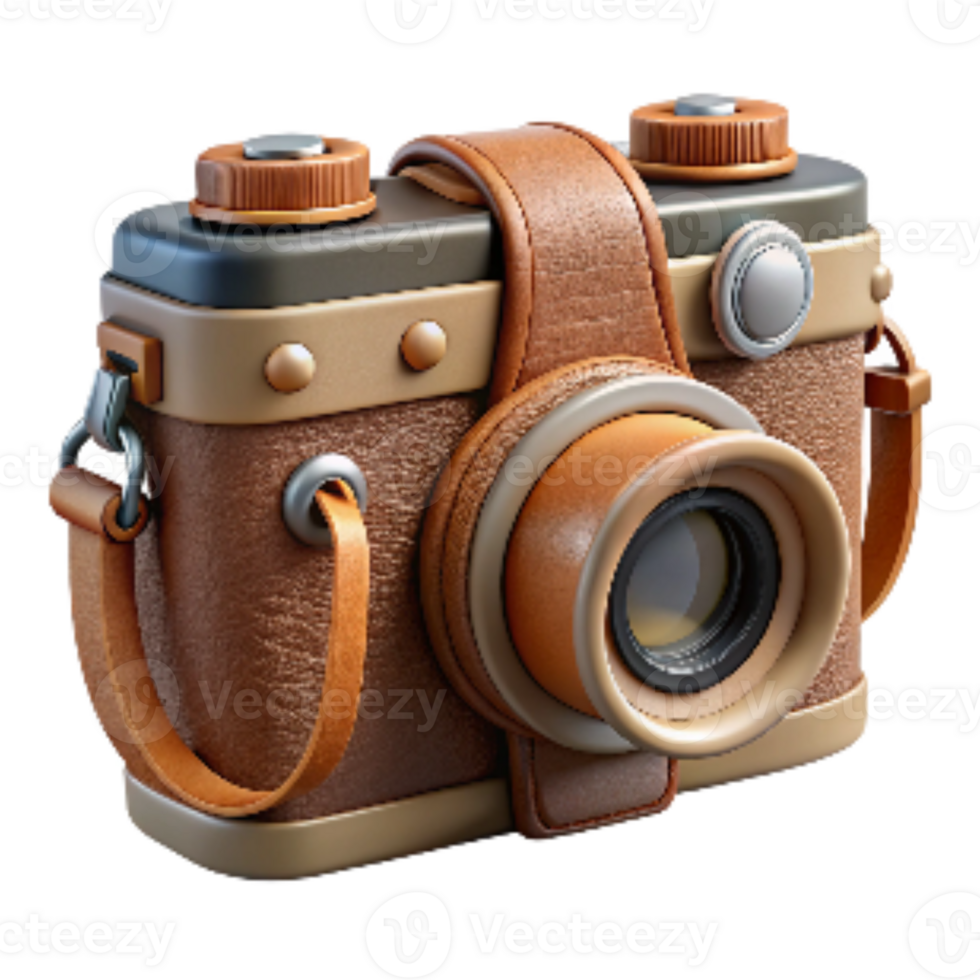 serene creative Vintage Photo Camera with Leather Strap Cutout genuine png
