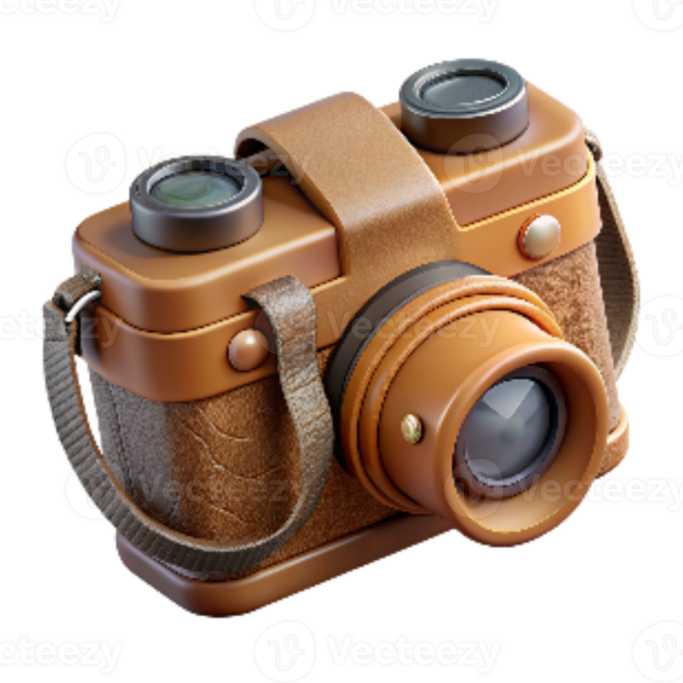 stunning modern Vintage Photo Camera with Leather Strap Cutout original png