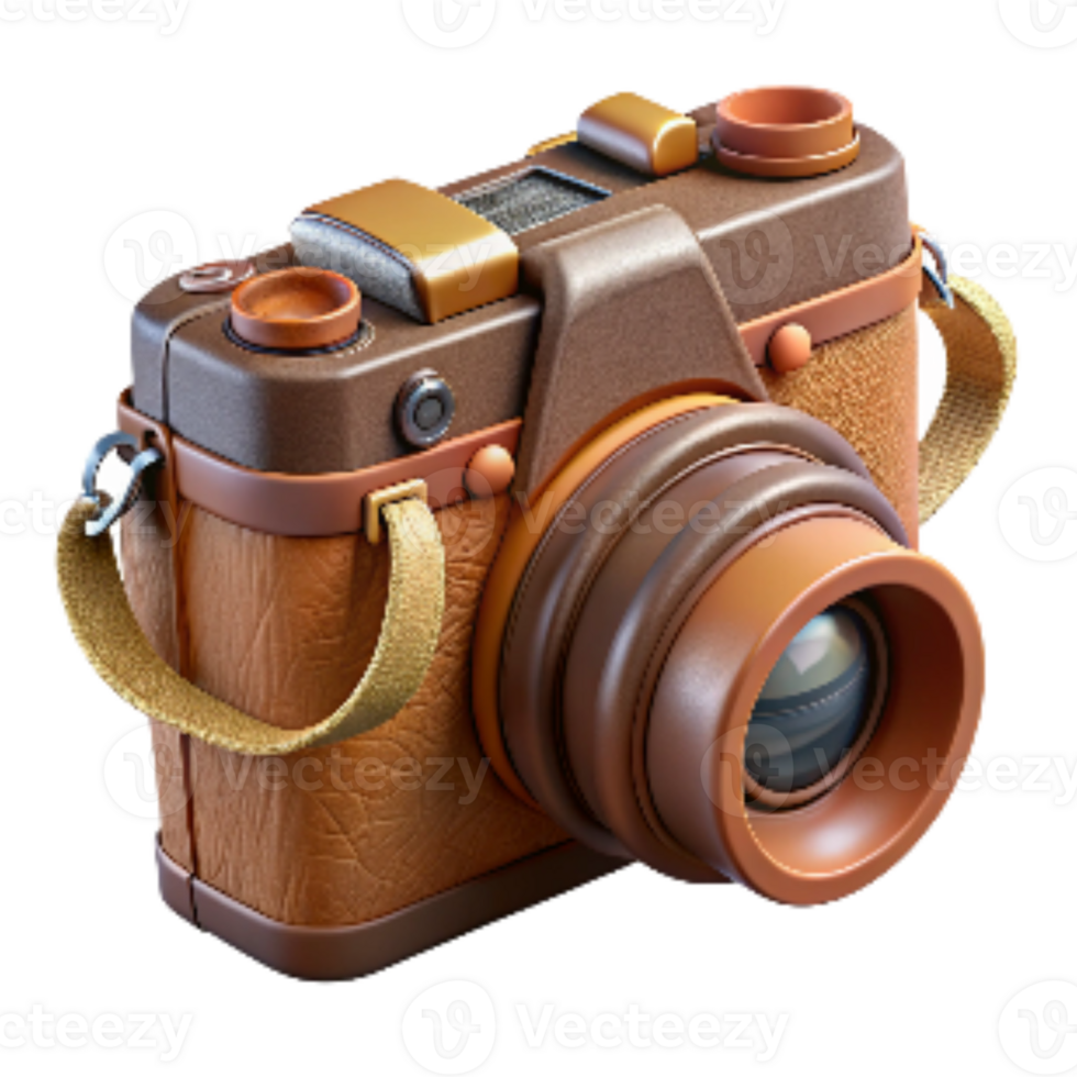 extraordinary artistic Vintage Photo Camera with Leather Strap Cutout authentic png