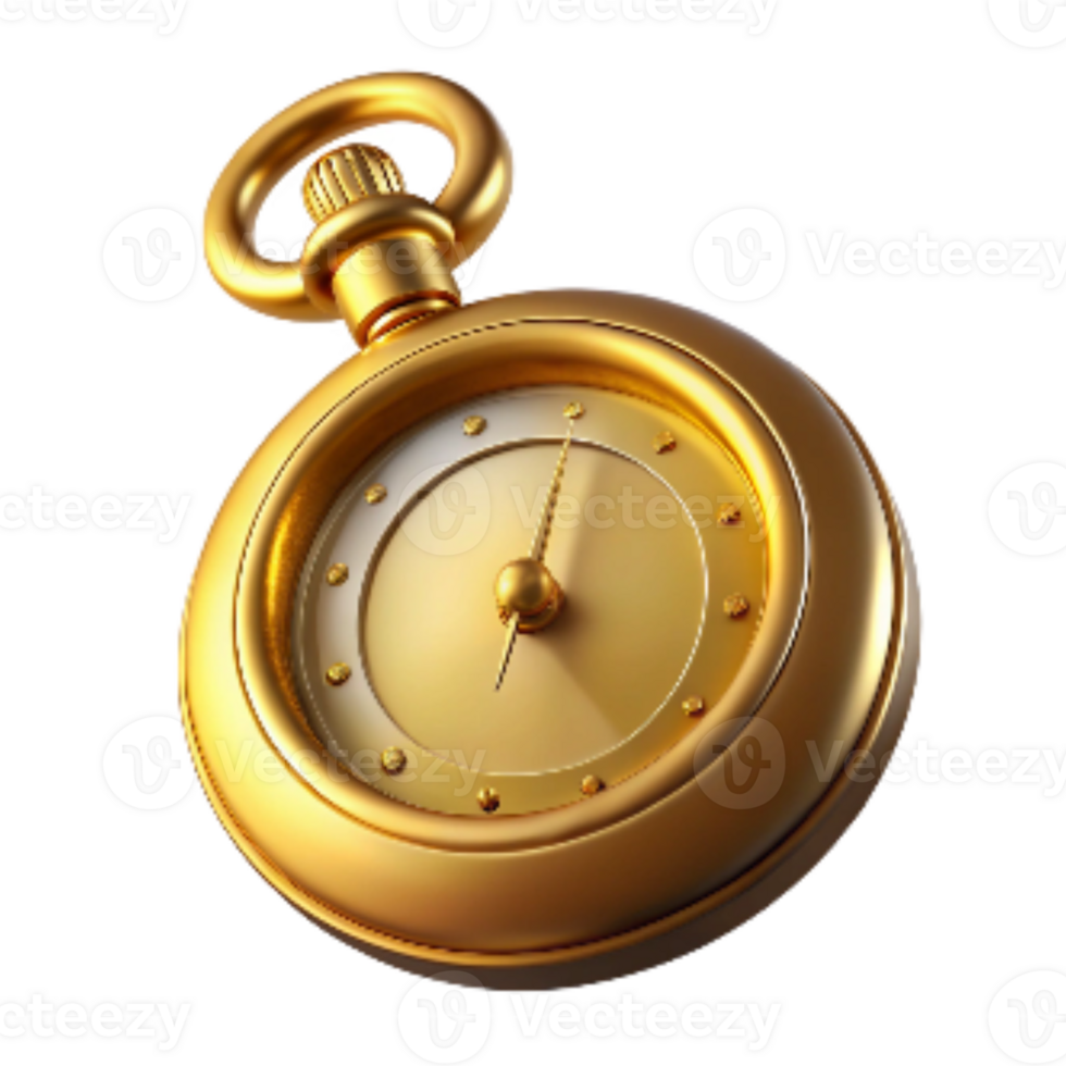 impressive creative Vintage Pocket Watch Gold Color Transparent Background high resolution png