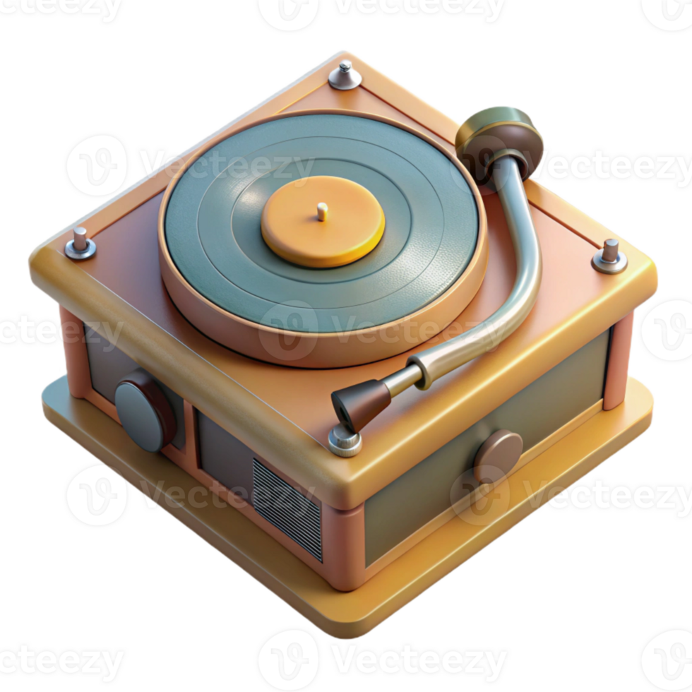 wonderful classic Vintage Record Player Top View Isolated Element premium png