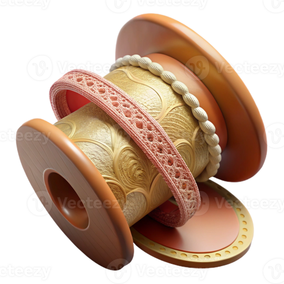 dramatic vintage Vintage Ribbon Spool with Lace Trim Cutout professional png