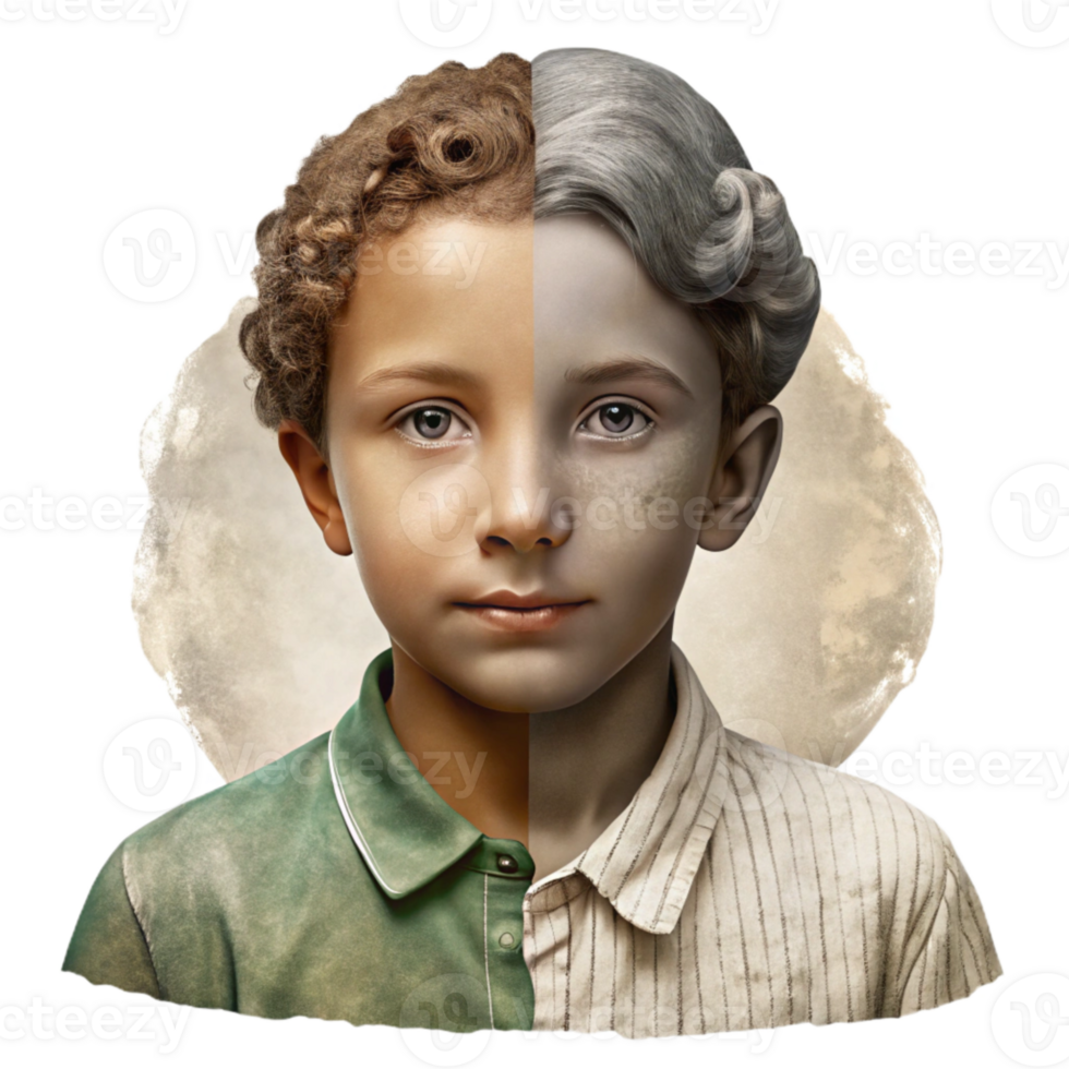 elegant classic Faded Photograph Restoration Before and After Cutout high resolution png