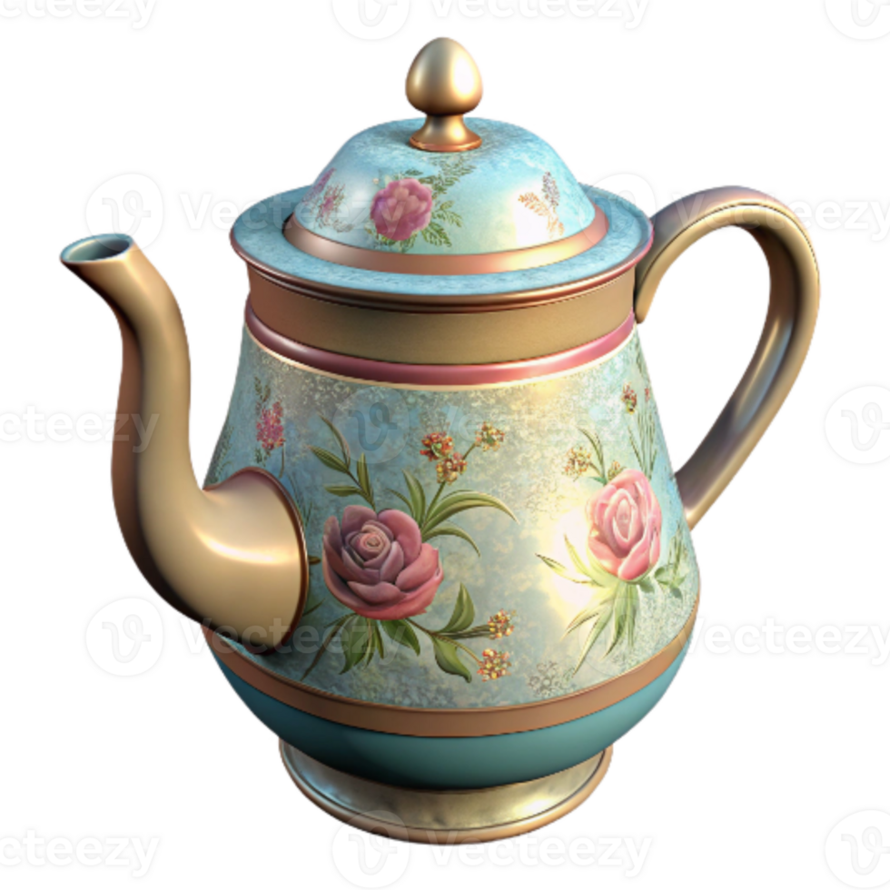 beautiful rustic Vintage Teapot Floral Design Transparent exclusive png