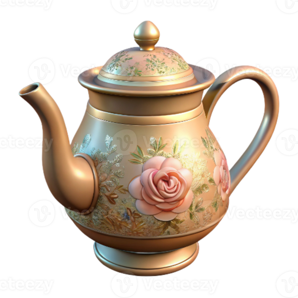 dramatic creative Vintage Teapot Floral Design Transparent genuine png