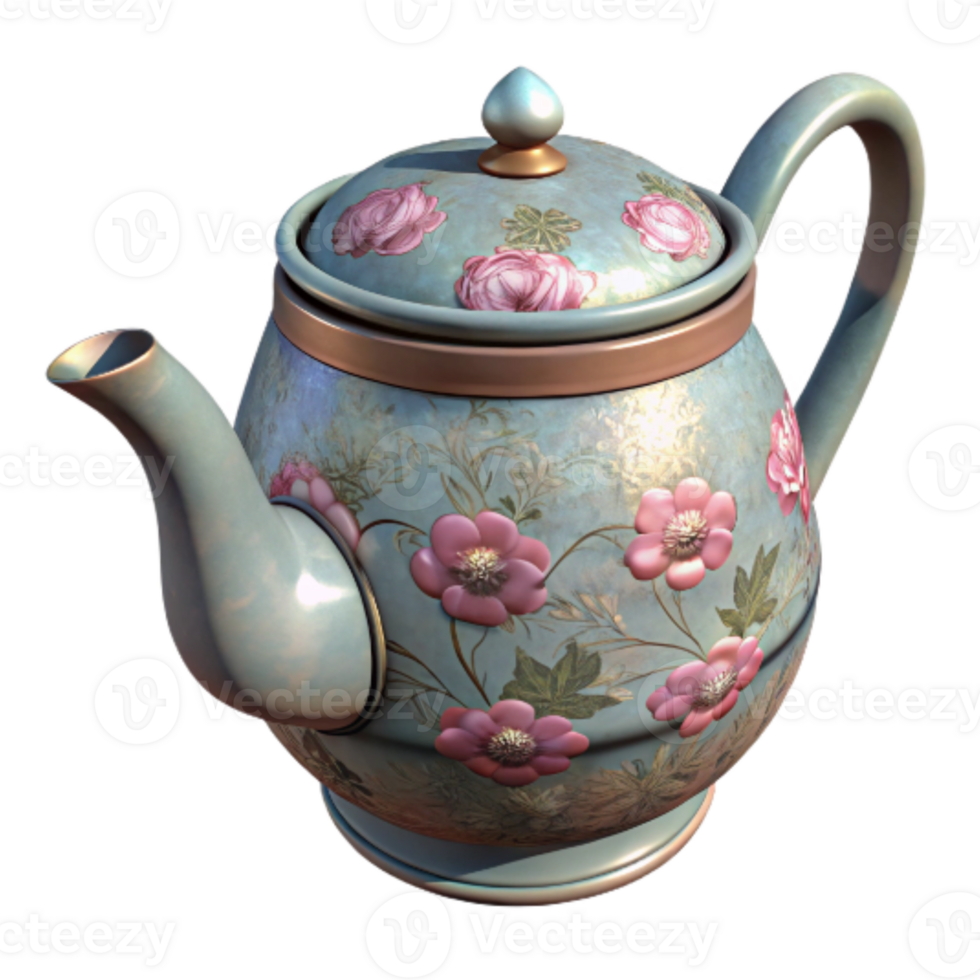 serene rustic Vintage Teapot Floral Design Transparent original png