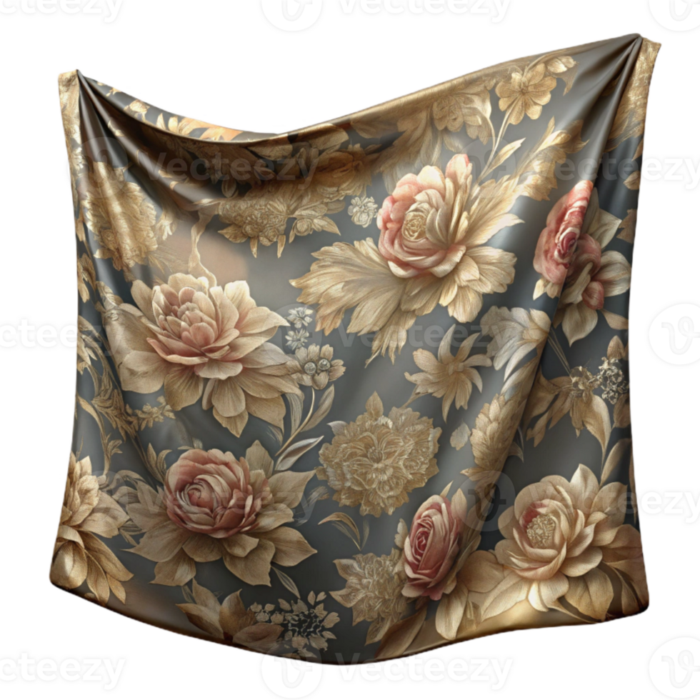 vibrant vintage Faded Silk Tapestry Floral Pattern Isolated Element professional png