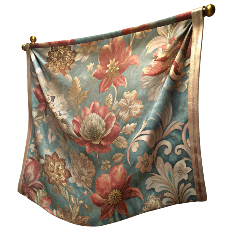 extraordinary traditional Faded Silk Tapestry Floral Pattern Isolated Element premium png
