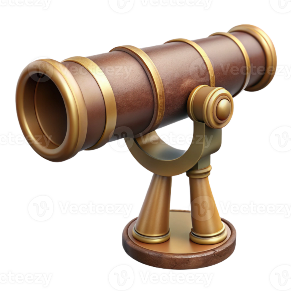 elegant contemporary Vintage Telescope Front View Isolated Cutout high quality png