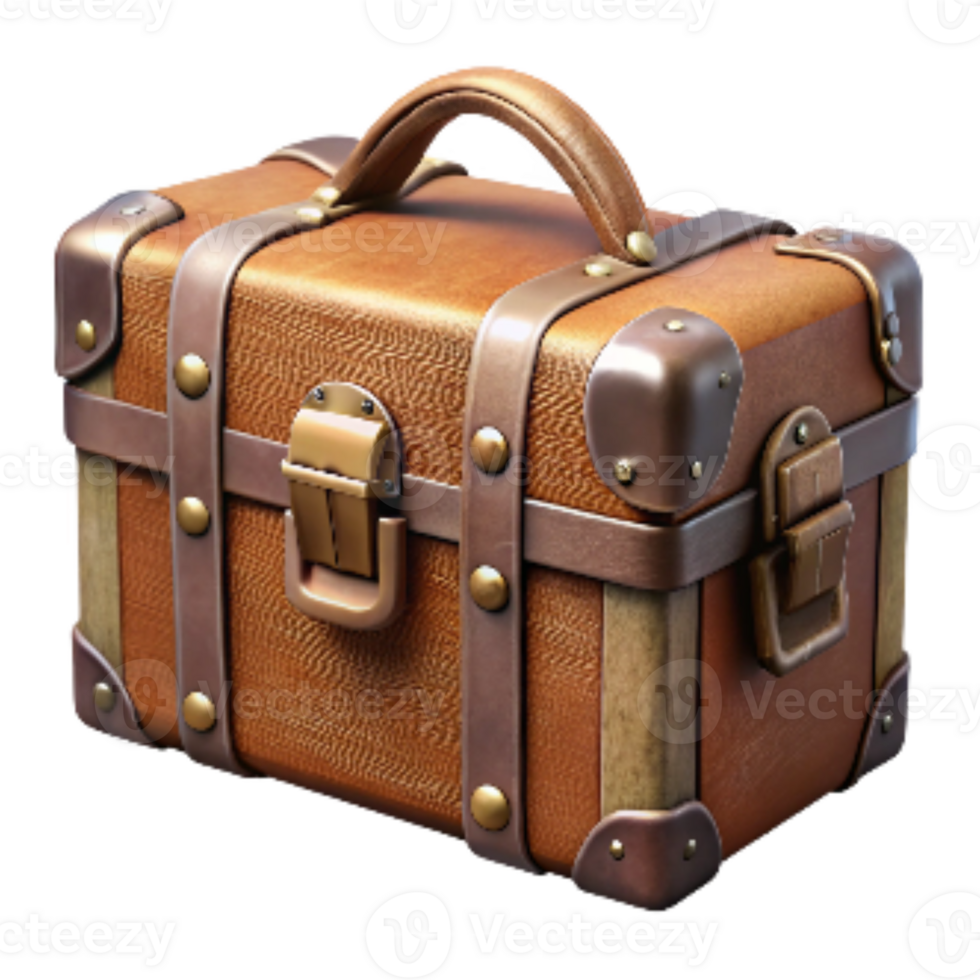 dramatic creative Vintage Travel Trunk with Stickers Transparent Background original png
