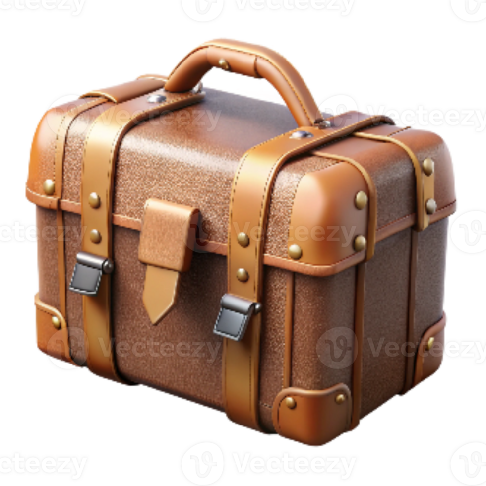 impressive artistic Vintage Travel Trunk with Stickers Transparent Background high quality png