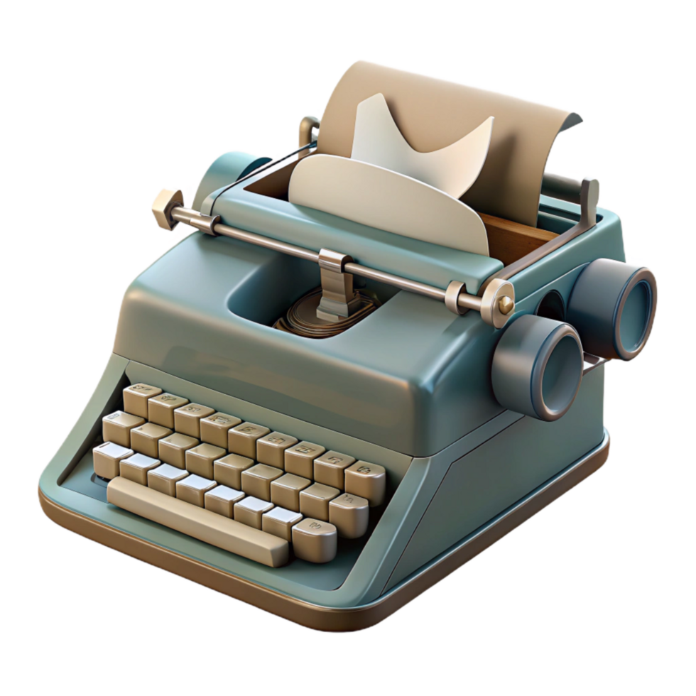 serene modern Vintage Typewriter Front View Cutout premium png