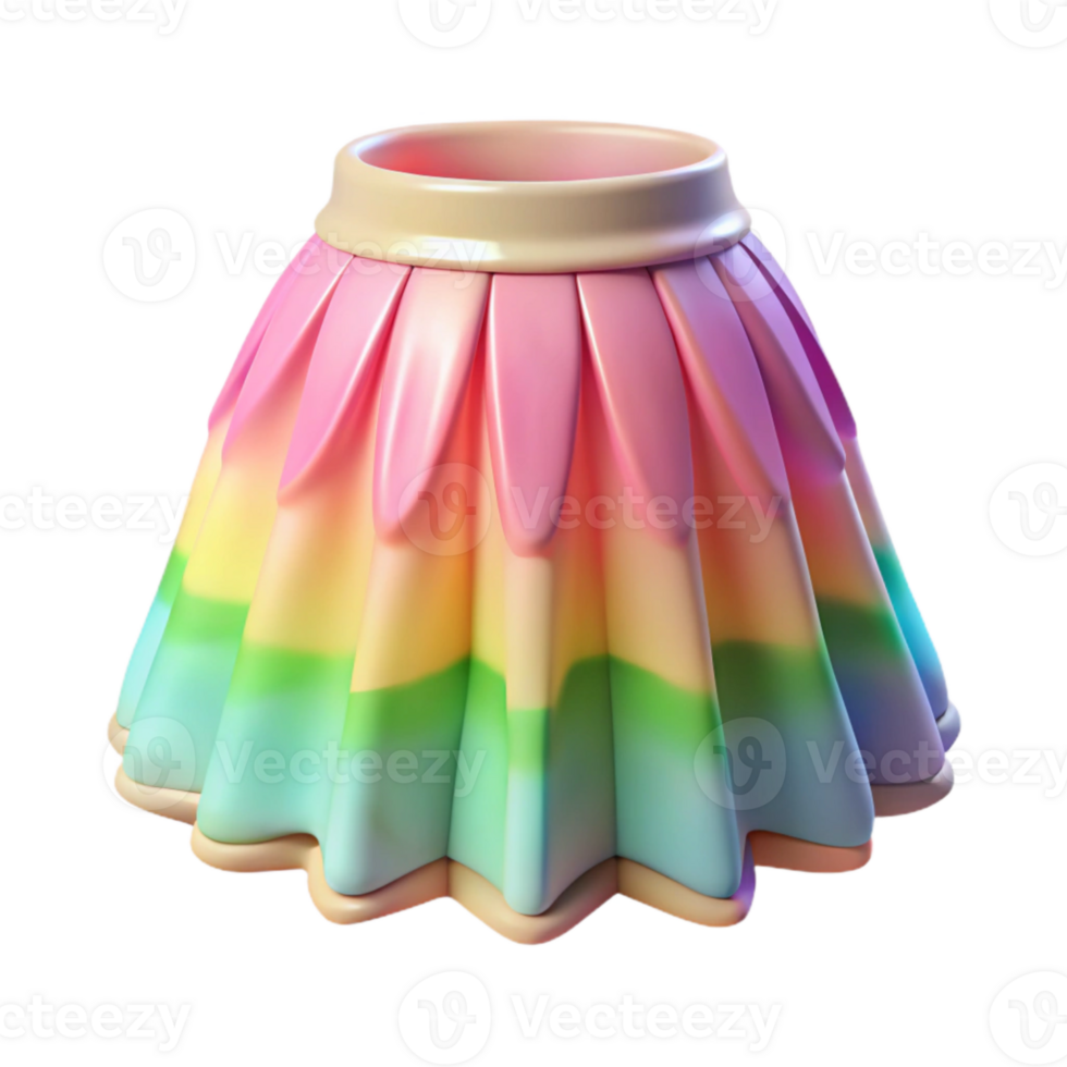 dramatic rustic Fairy Kei Pastel Rainbow Skirt Cutout Flatlay detailed png