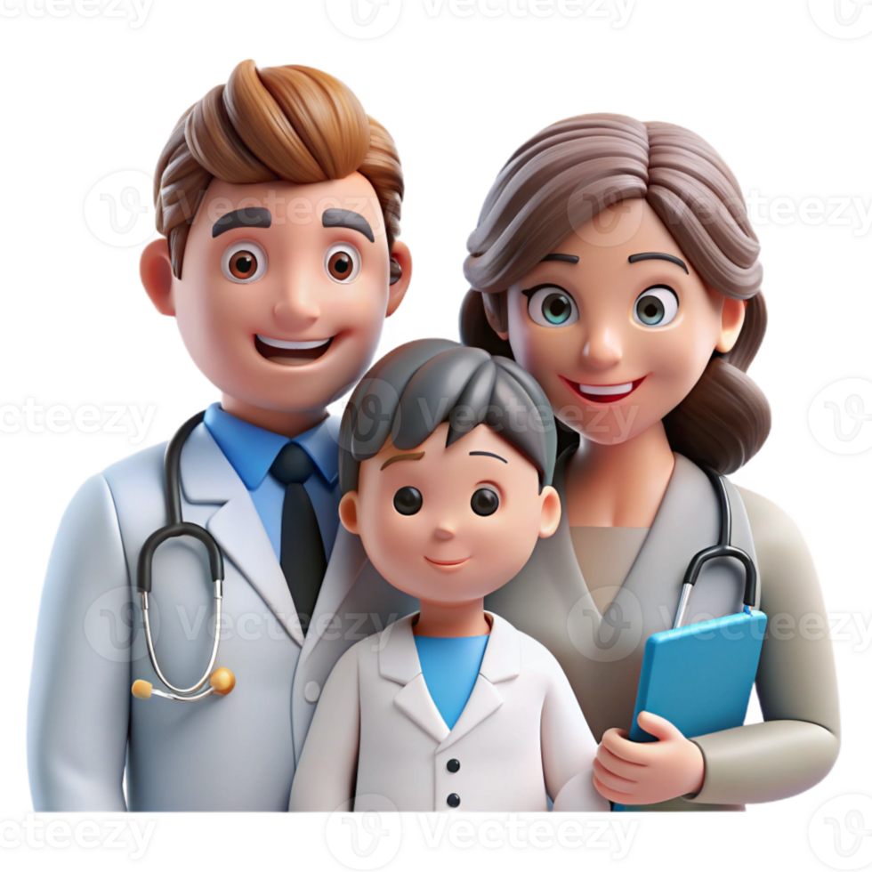 vibrant rustic Family Doctor Consultation Scene Cutout authentic png