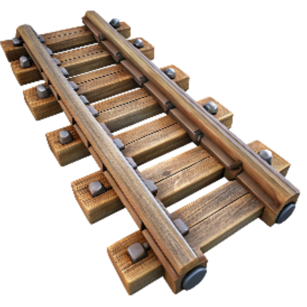 extraordinary abstract Vintage Wooden Train Tracks with Metal Rails Isolated authentic png