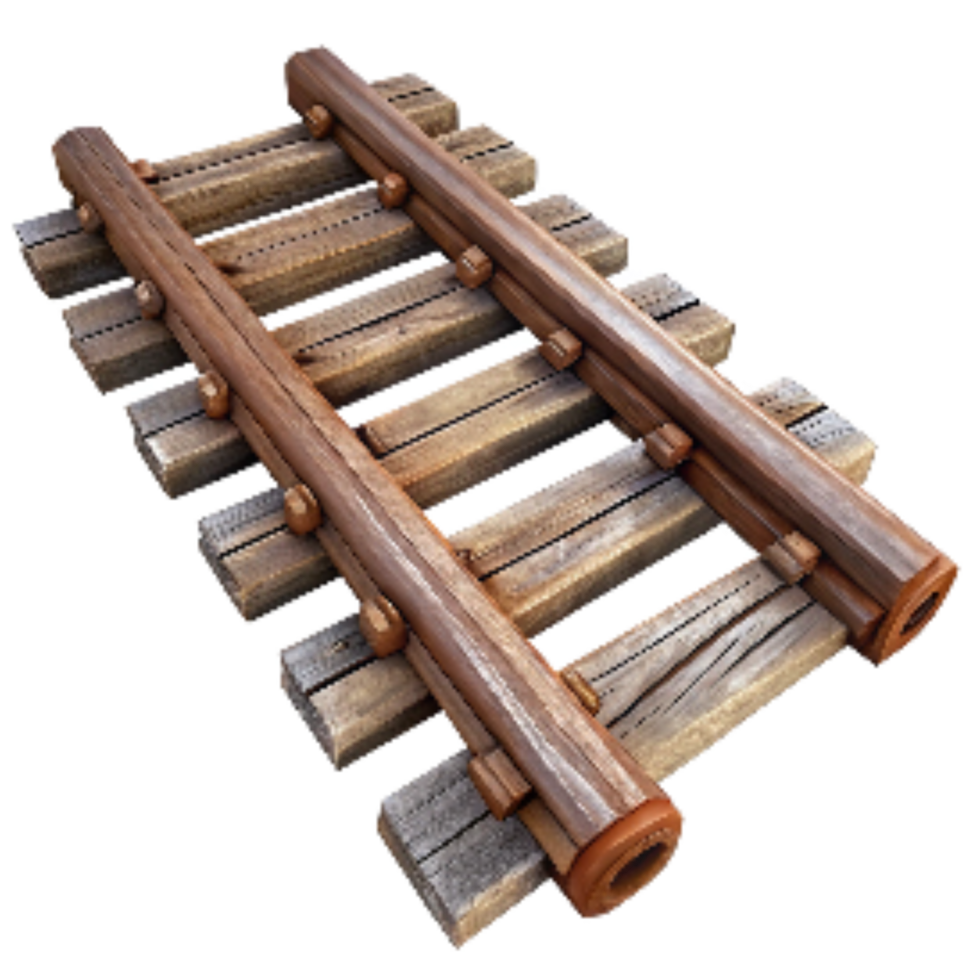 magnificent rustic Vintage Wooden Train Tracks with Metal Rails Isolated png