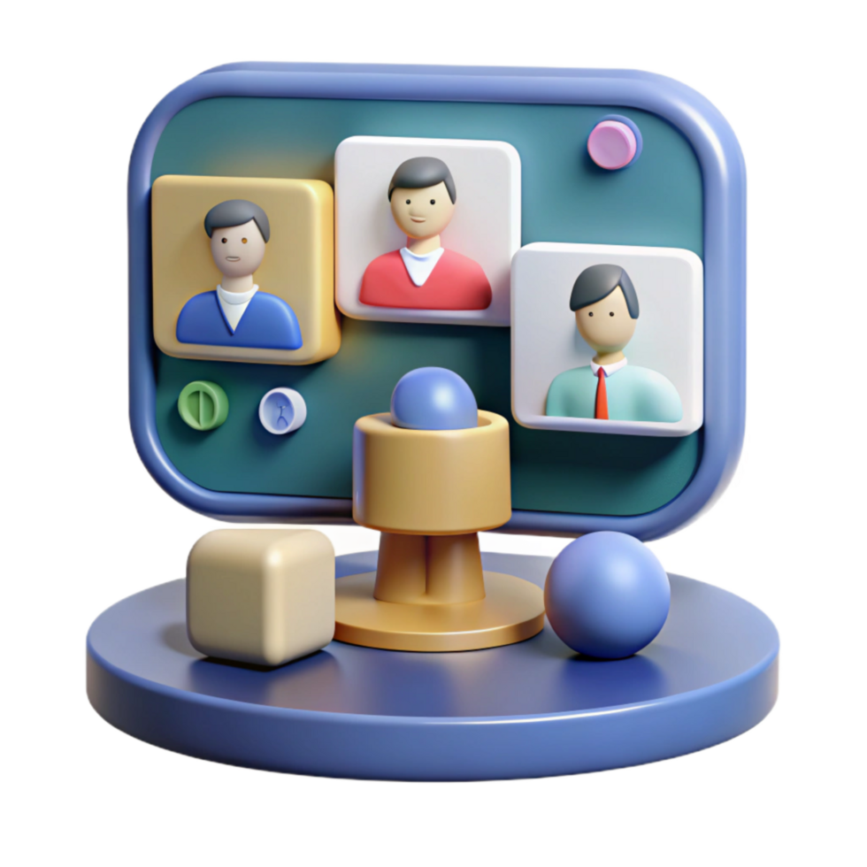 beautiful vintage Virtual Meeting Platform with Avatars and Feeds Cutout original png