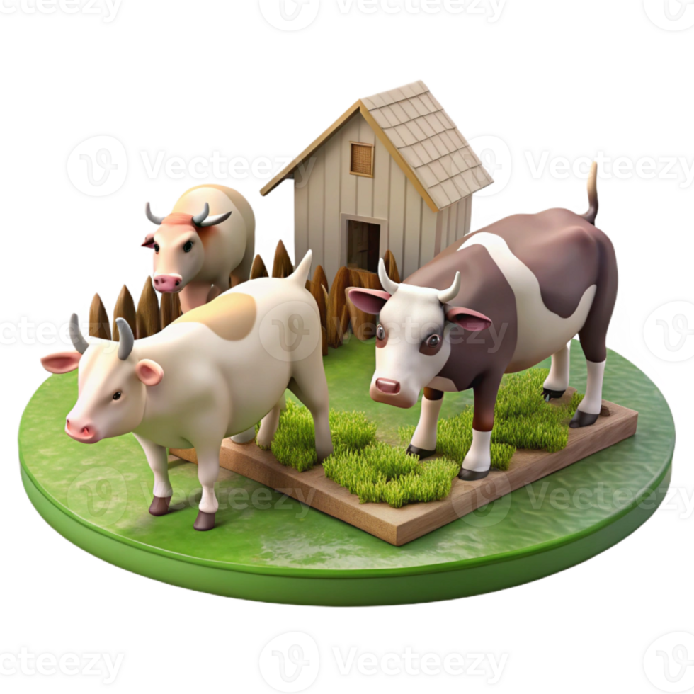 vibrant classic Farm Animals Grazing in Pasture Transparent Background genuine png