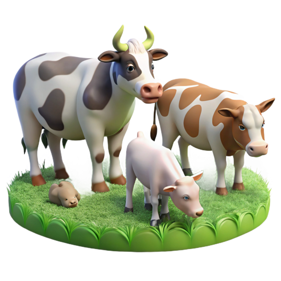 impressive creative Farm Animals Grazing in Pasture Transparent Background exclusive png