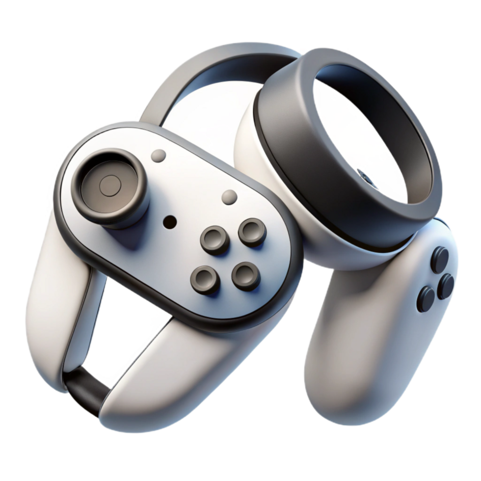 elegant minimalist Virtual Reality Controllers White with Black Buttons Transparent high resolution png