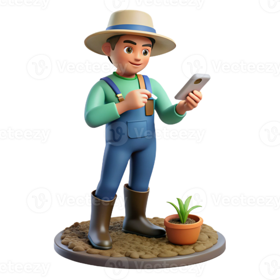 wonderful rustic Farmer Analyzing Soil Sample with Mobile Lab Transparent Background original png