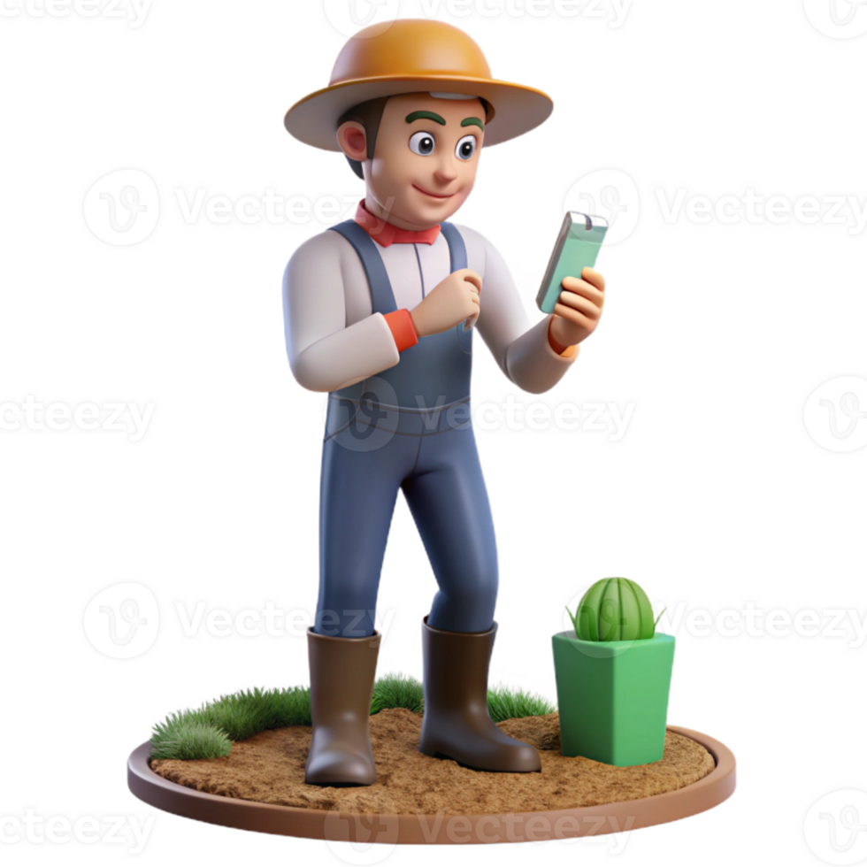 dramatic traditional Farmer Analyzing Soil Sample with Mobile Lab Transparent Background high resolution png