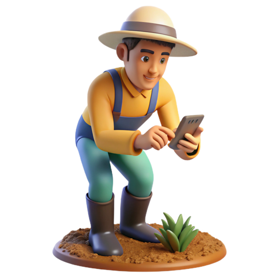 impressive artistic Farmer Checking Soil Moisture Close Up Transparent professional png