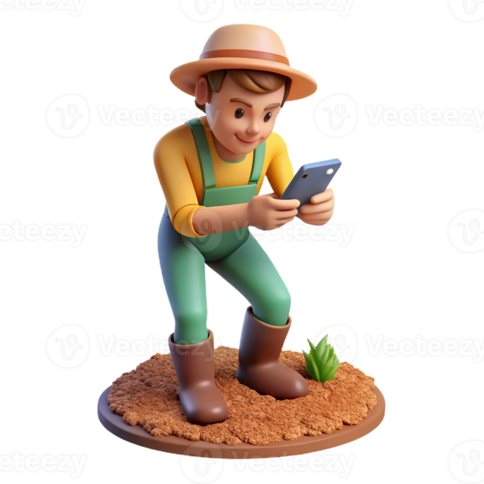 vibrant creative Farmer Checking Soil Moisture Close Up Transparent high quality png