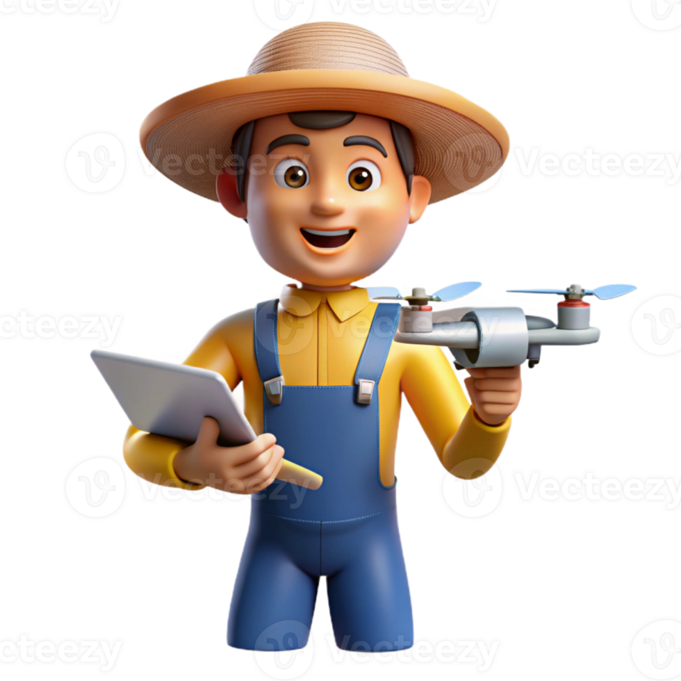 dramatic classic Farmer Controlling Drone with Tablet Cutout exclusive png